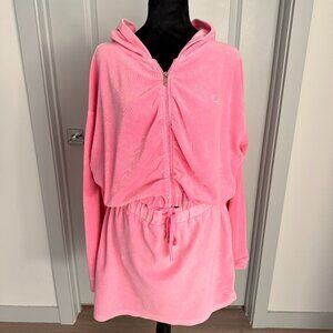Juicy Couture Wms Pink Velour Sweat Suit 2-Piece Set Top XXL Skirt XL Y2K Barbie